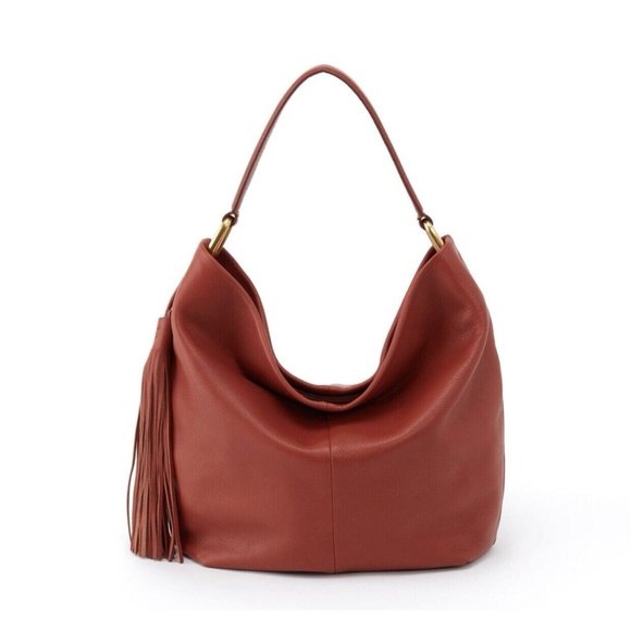 HOBO Handbags - NWT Hobo Meridian Slouchy Shoulder Bag Genuine Leather Nubuck Hide Sienna Large